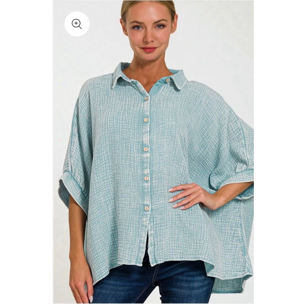Zenana Seagram Textured Button - Front top